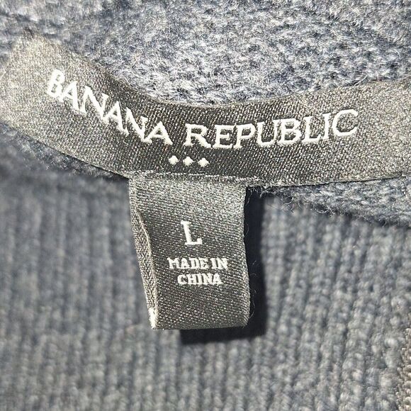 Banana Republic Zip Button Gray Cardigan Sweater Jacket Cotton Wool Academia L - Picture 4 of 16